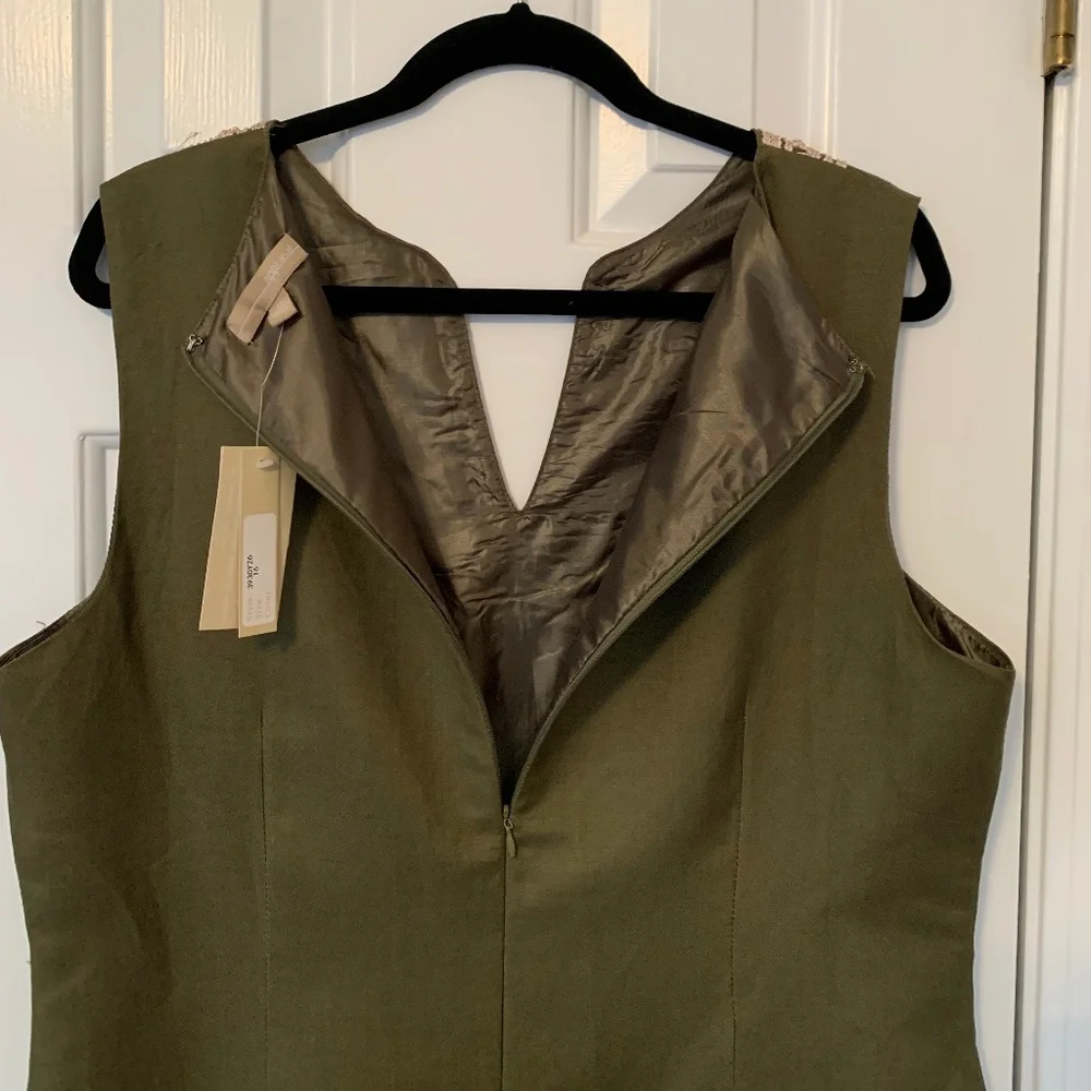 NWT!  APPRAISAL Sleeveless Olive Fully-lined Sheath, SZ 16 - Picture 5 of 14